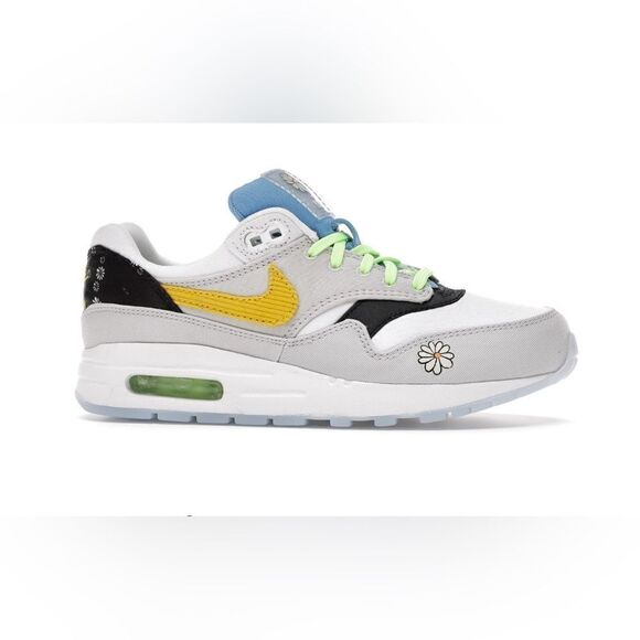 Nike Air Max 1 'Spring Daisy' White Gray/Green Sneaker - Size 8 - Picture 1 of 10